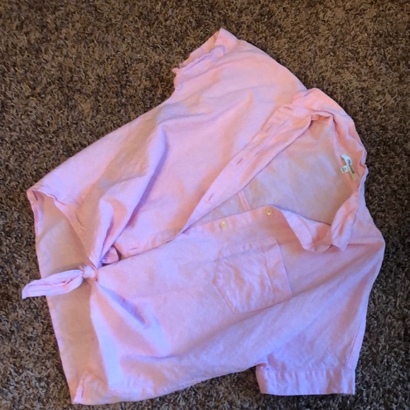 Bubblegum Pink Crop Top button down from Madewell - Picture 2 of 3